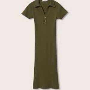 Olive Green Polo Collar Maxi Dress